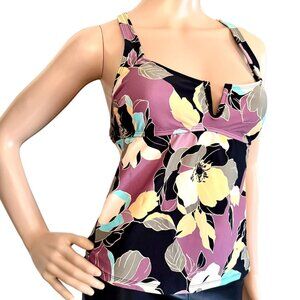 Salt and Cove Junior Size Medium Midnight Bloom Floral V Wire Tankini Top Swim